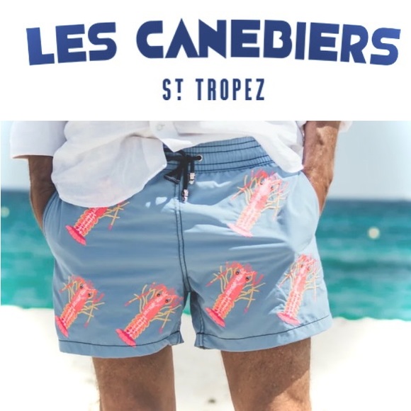 LES CANEBIERS | XS/S | All Over Lobster Light Blue Menβs Swimtrunks Boardshorts - Picture 3 of 16